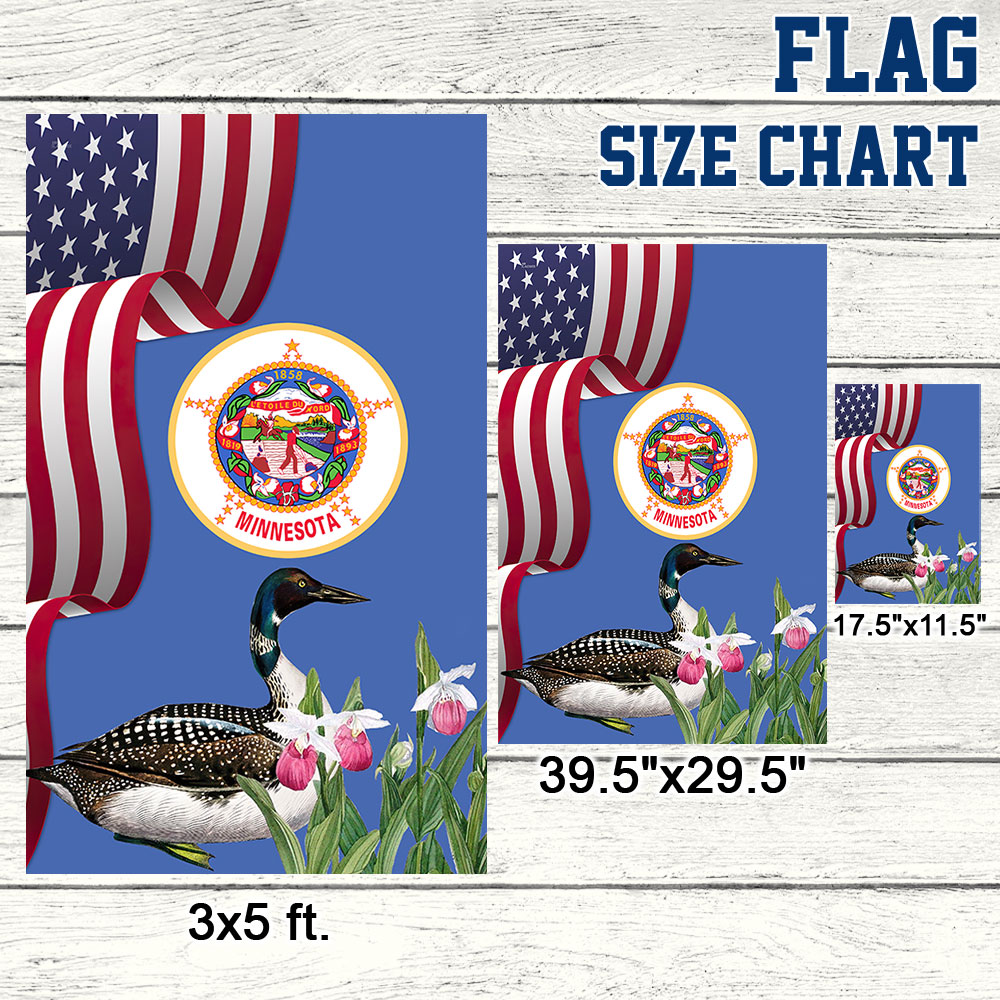 Minnesota State Lady's Slipper Flower and Loon Flag MLN1141Fv42 3-Day Shipping