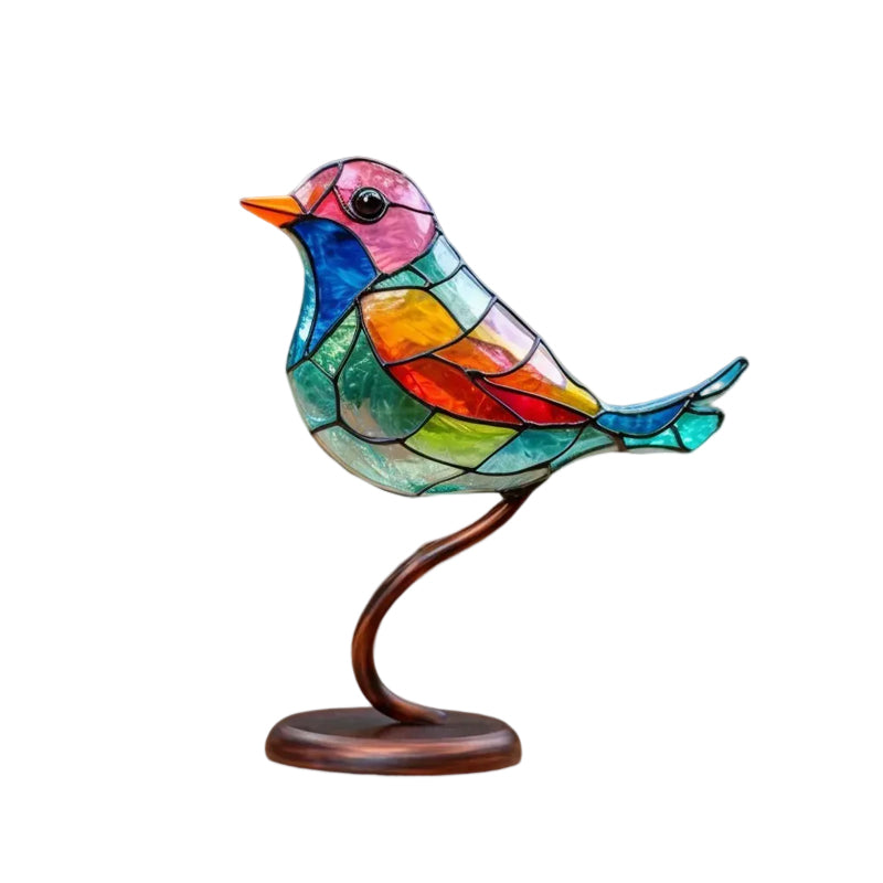 Bunte Glasornamente Vögel auf Zweigen | Brehn