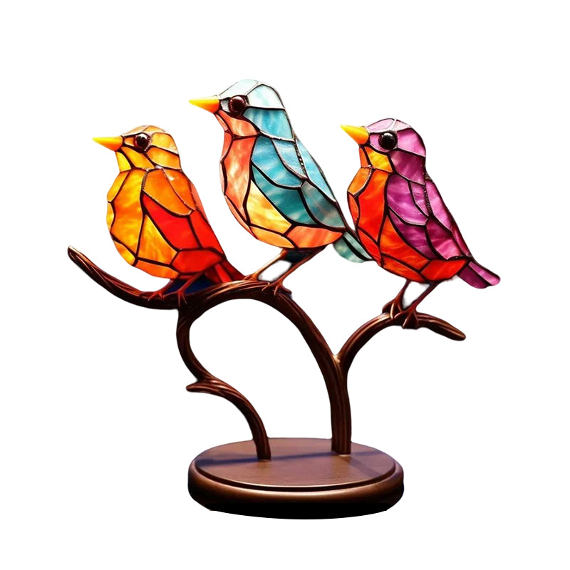 Bunte Glasornamente Vögel auf Zweigen | Brehn