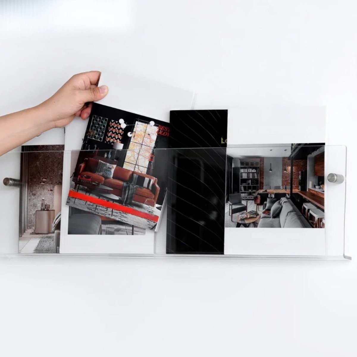 Sleek Clear Acrylic Magazine Wall Shelf
