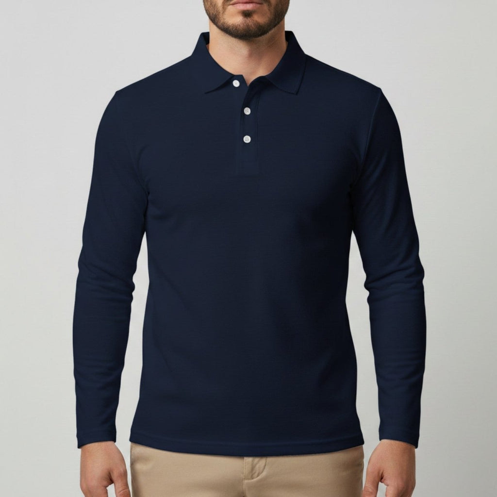 Slim Fit Long Sleeve Polo Shirt