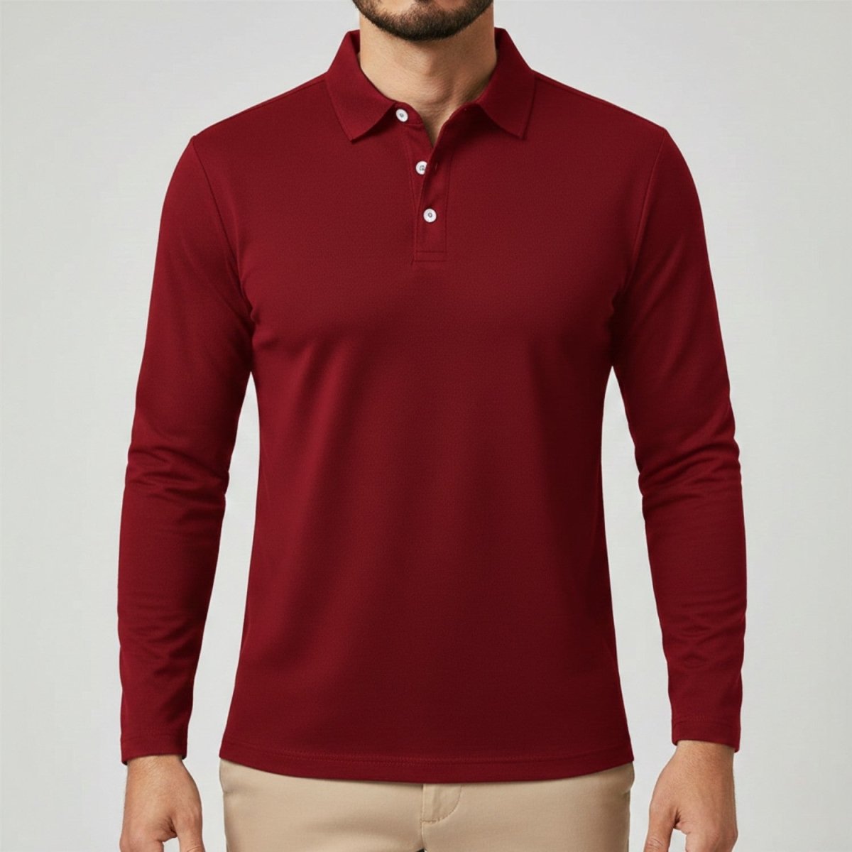 Slim Fit Long Sleeve Polo Shirt