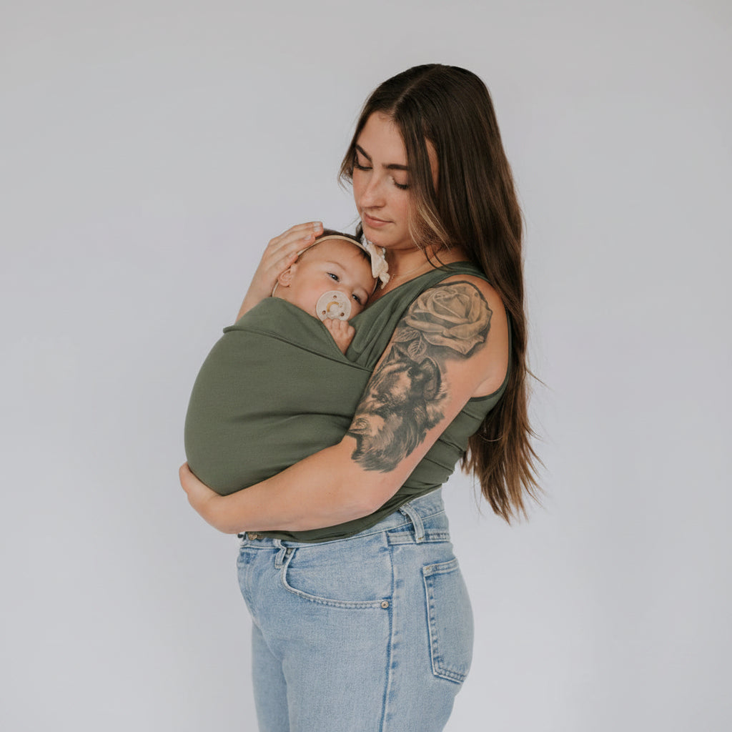 Cotton Babywearing T-Shirt with Built-In Pouch and Nursing Function