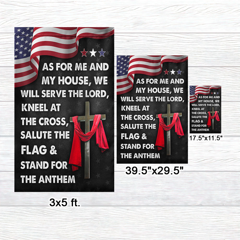 Jesus Cross American Flag As For Me And My House We Will Serve The Lord Flag  3-Day Shipping