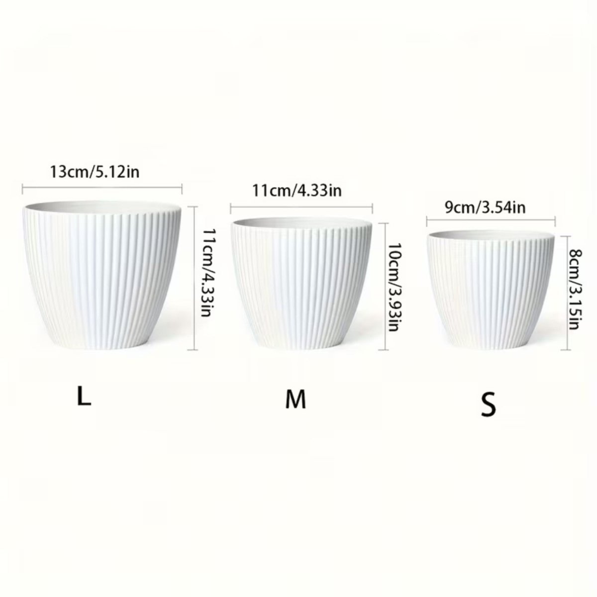 Vertical Striped Flower Pot with Saucer