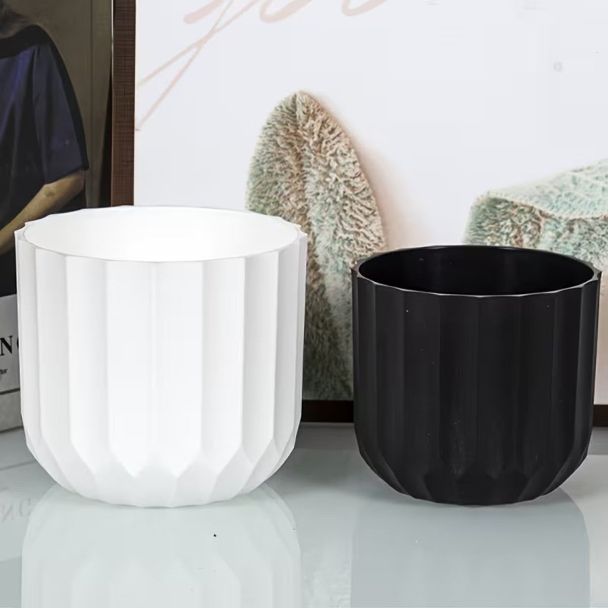 Vertical Striped Pot for Indoor Plants