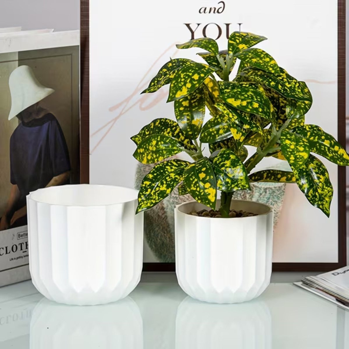 Vertical Striped Pot for Indoor Plants