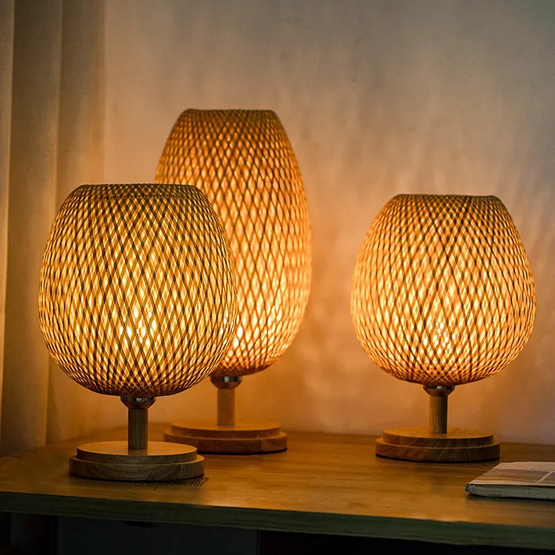 Vintage Bamboo Table Lamp - TimberGlow