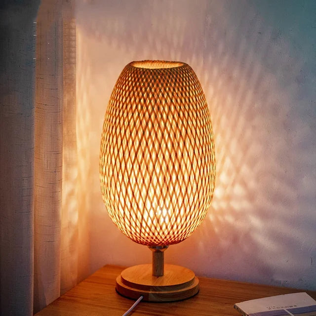 Vintage Bamboo Table Lamp - TimberGlow