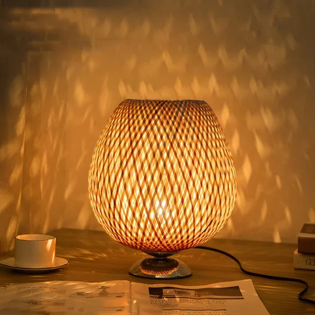 Vintage Bamboo Table Lamp - TimberGlow
