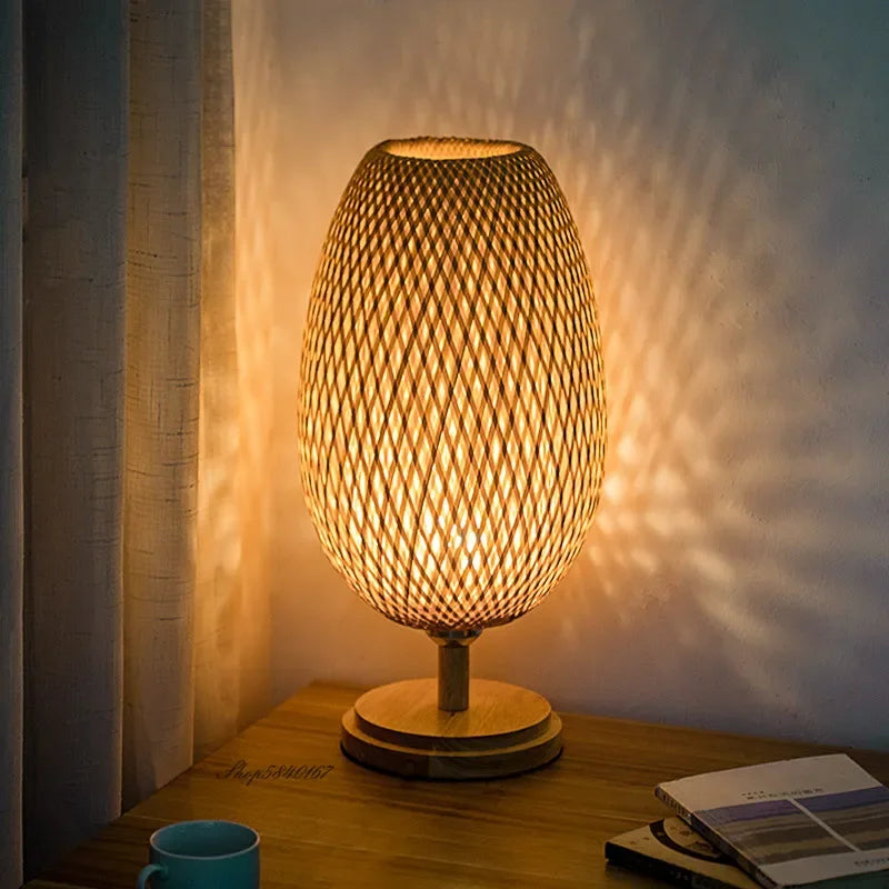 Vintage Bamboo Table Lamp - TimberGlow