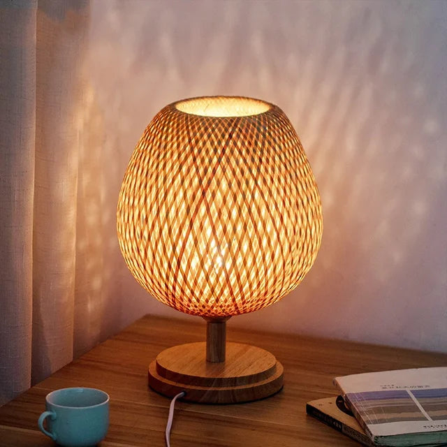 Vintage Bamboo Table Lamp - TimberGlow
