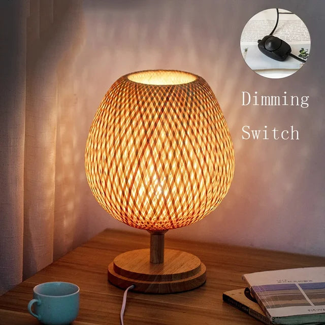Vintage Bamboo Table Lamp - TimberGlow