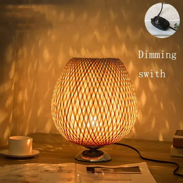 Vintage Bamboo Table Lamp - TimberGlow