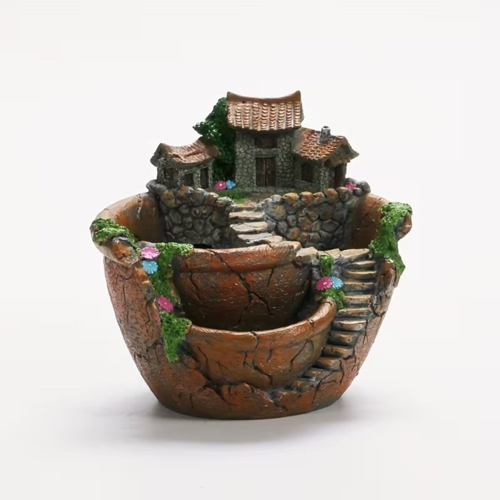 Vintage Three-Compartment Planter for Plants