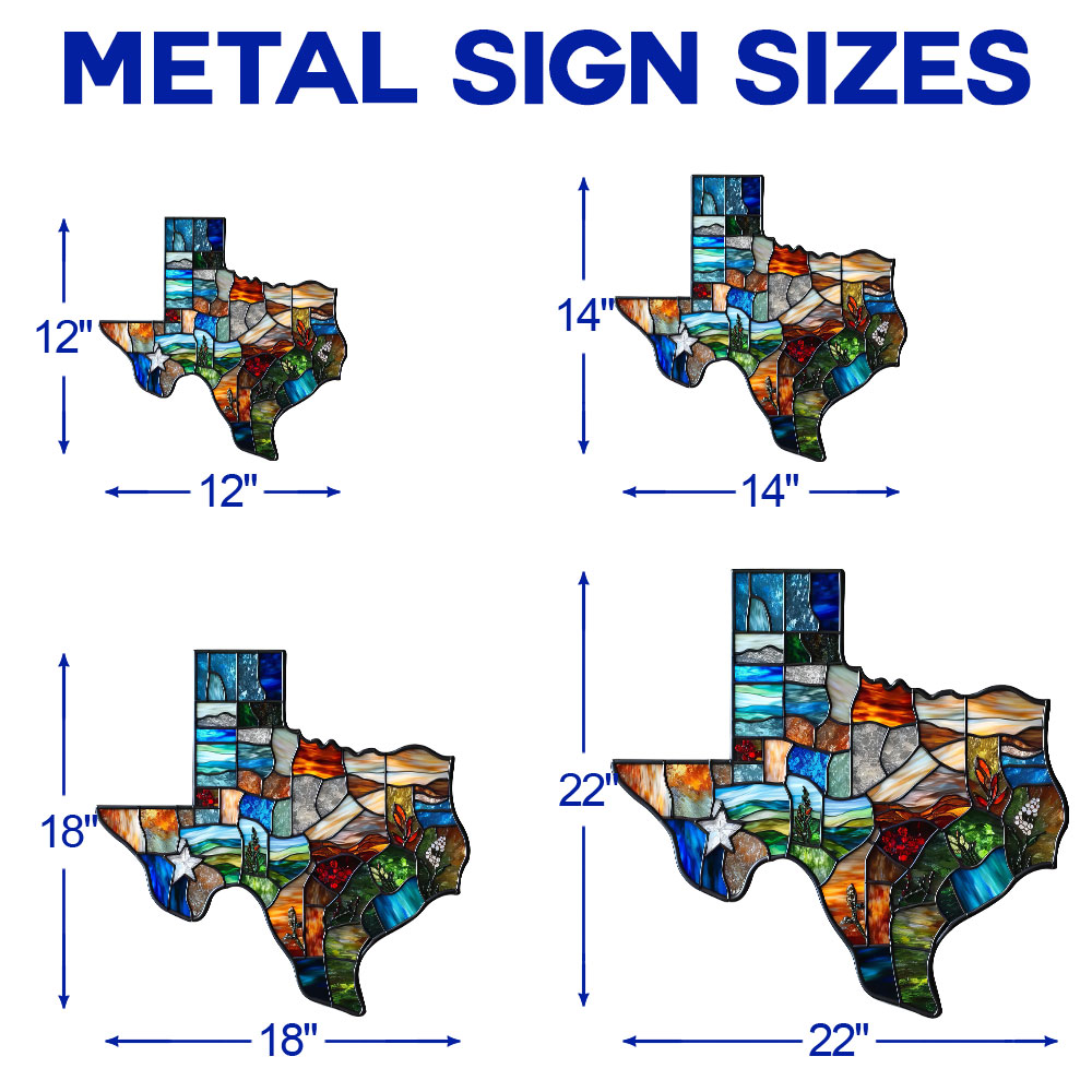 Texas Map Hanging Metal Sign, Wall Art