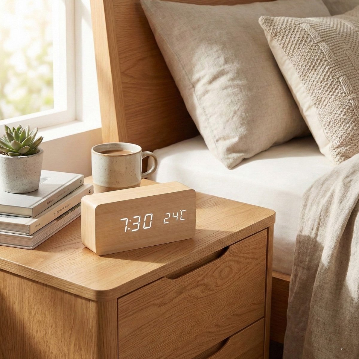 Voice Controlled LED Wooden Clock with Custom Display