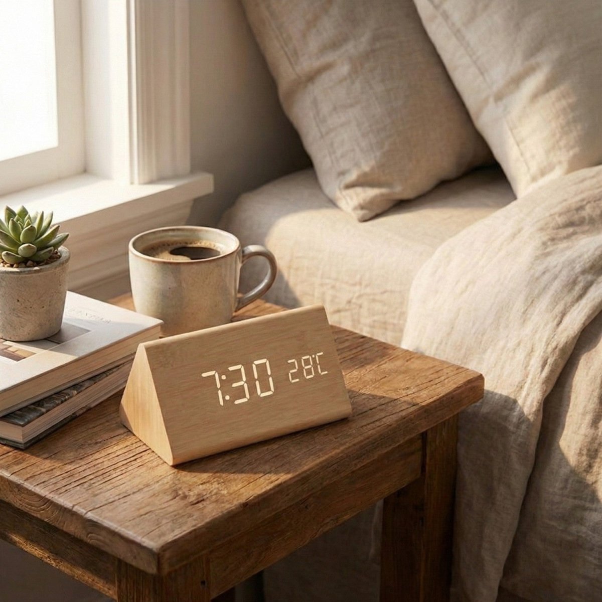 Voice Controlled LED Wooden Clock with Custom Display