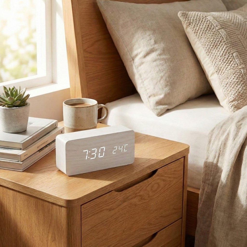 Voice Controlled LED Wooden Clock with Custom Display