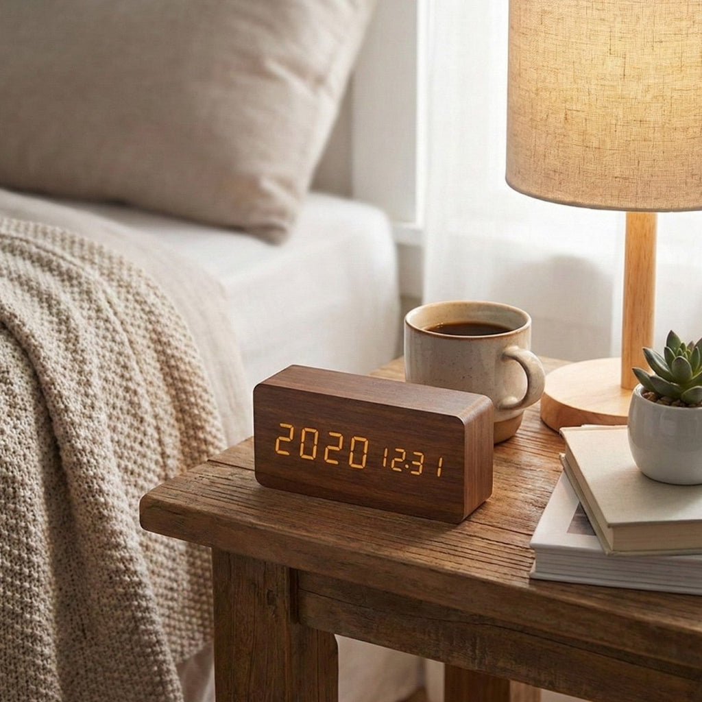 Voice Controlled LED Wooden Clock with Custom Display