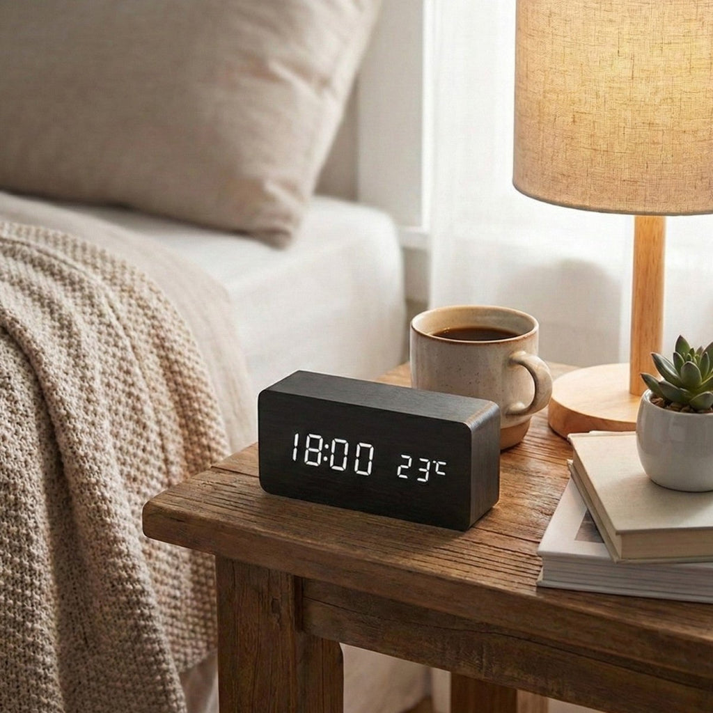 Voice Controlled LED Wooden Clock with Custom Display