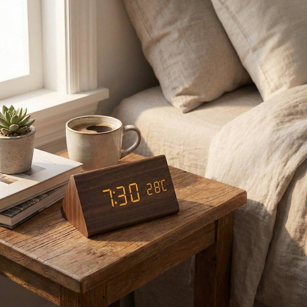Voice Controlled LED Wooden Clock with Custom Display