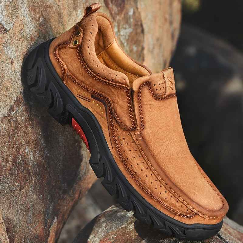 Orthopedic Ankle Boots with Arch Support and Slip-Resistant Sole, Black Leather