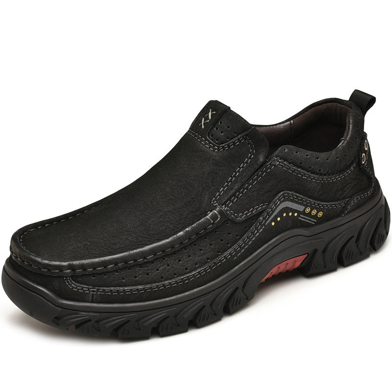 Orthopedic Ankle Boots with Arch Support and Slip-Resistant Sole, Black Leather