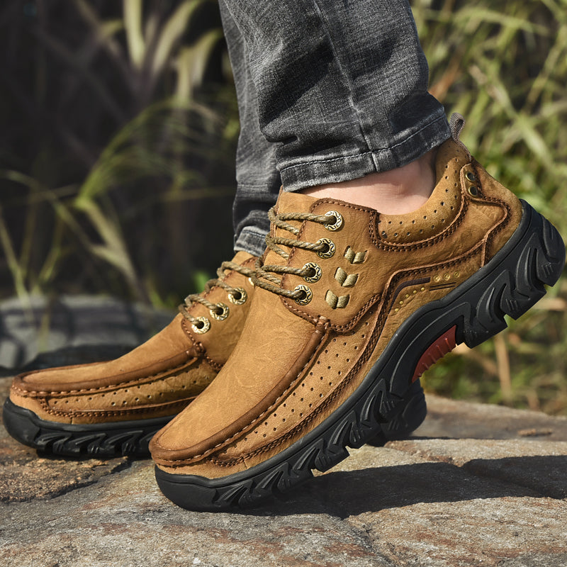 Orthopedic Ankle Boots with Arch Support and Slip-Resistant Sole, Black Leather