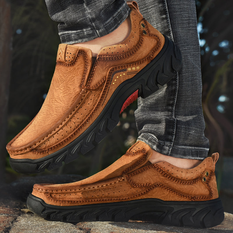 Orthopedic Ankle Boots with Arch Support and Slip-Resistant Sole, Black Leather
