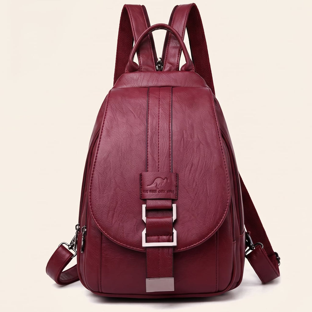 Premium Water-Resistant Leather Backpack for Women