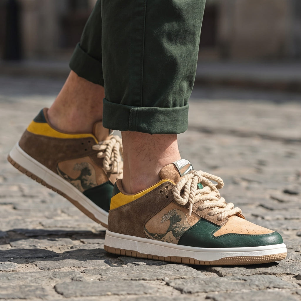 Artistic ladies and gentlemen's platform sneakers with wave design – Daiki