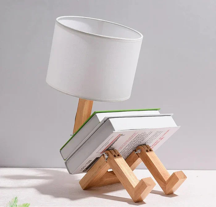 Wooden Table Lamp with Book Holder - RutanFlex