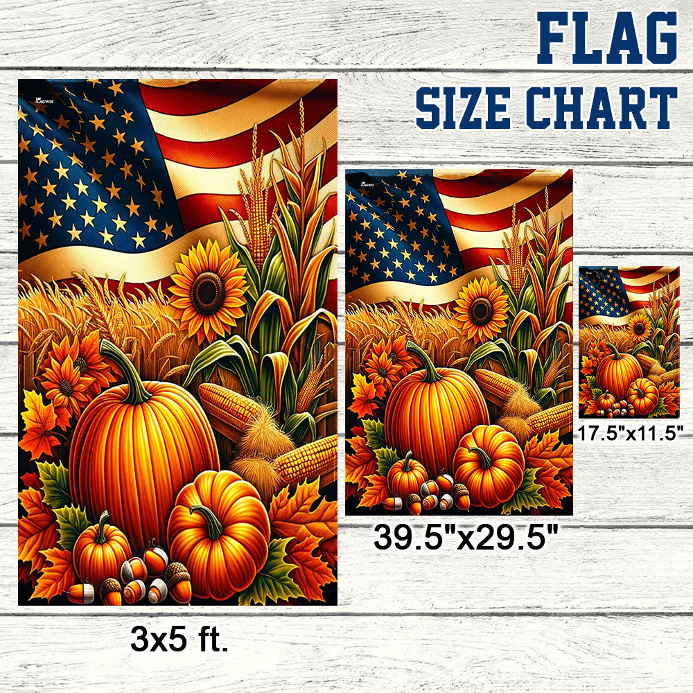 Fall Thanksgiving Pumpkins Harvest American Flag